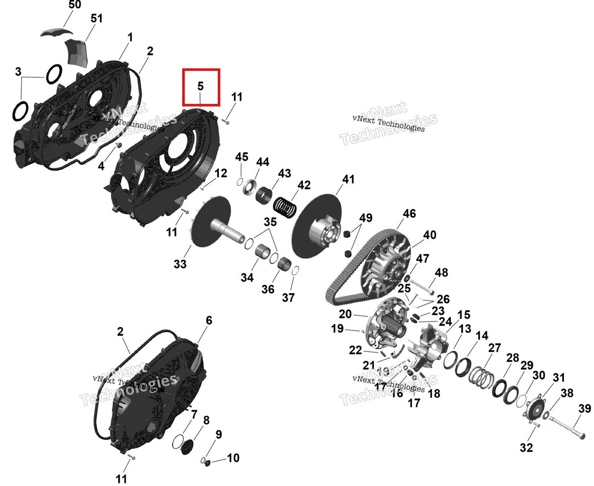 Деталь 420212735 (Variator воздушный крышка Can-Am Outlander 4x4 XT 1000R (2025) (420212735)) на схеме узла 2026 Can-Am OUTLANDER - 4X4 - BACKCOUNTRY - 1000R - 4NTA - CALI - Dark Camo Rotax - Cvt