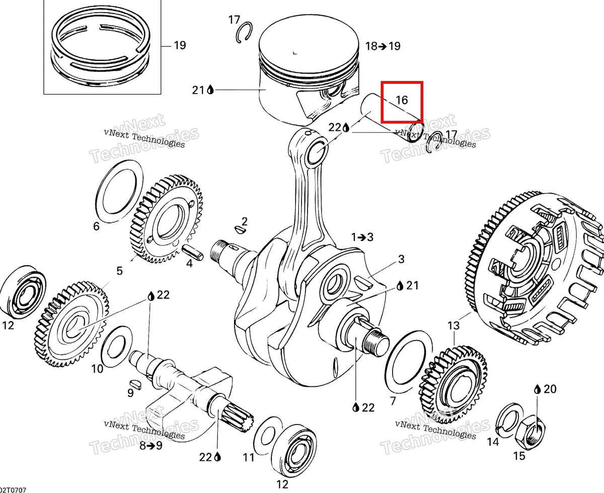 Деталь 420216201 на схеме узла 2007 Can-Am DS 650 X Crankshaft And Pistons