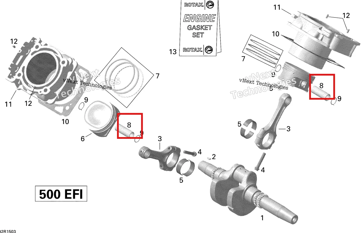 Деталь 420216310 на схеме узла 2015 Can-Am OUTLANDER 500 EFI Crankshaft, Piston And Cylinder