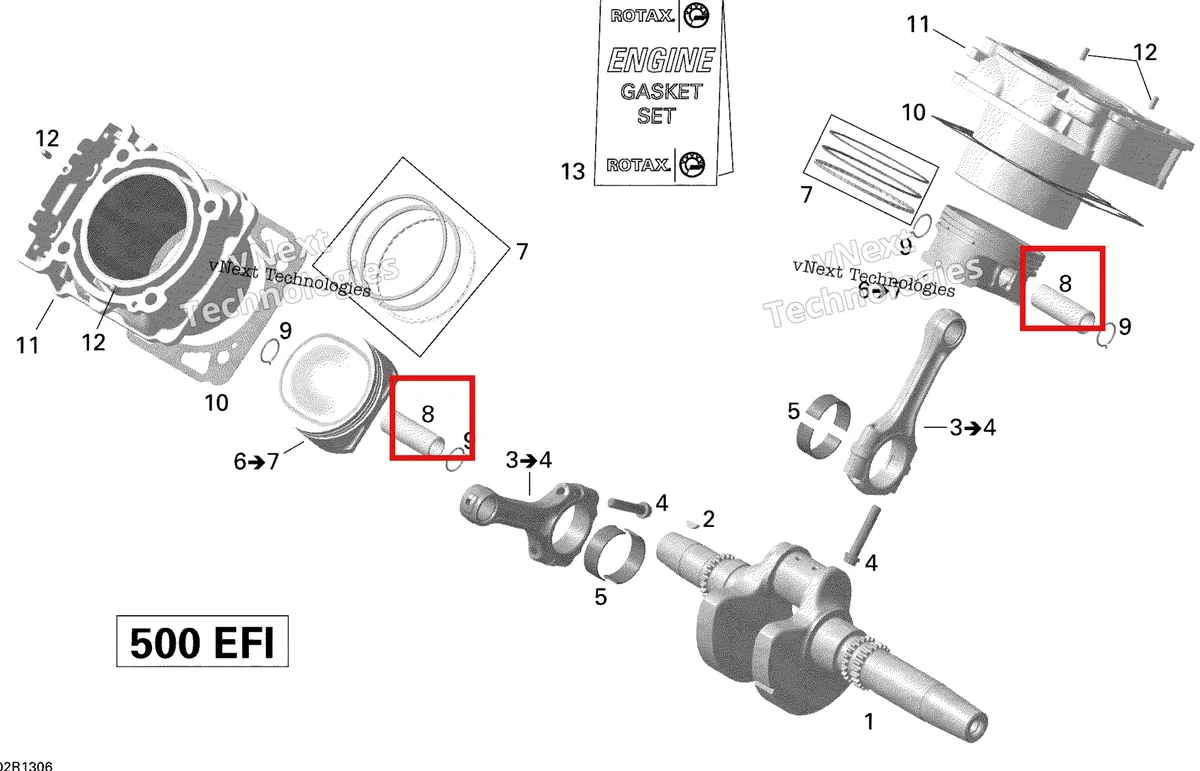 Деталь 420216311 на схеме узла 2013 Can-Am OUTLANDER MAX 500EFI STD, DPS & XT Crankshaft, Piston And Cylinder