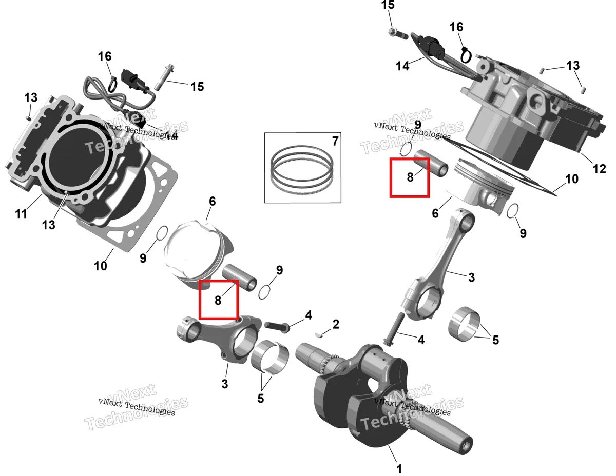 Деталь 420216351 на схеме узла 2026 Can-Am RENEGADE - 4X4 - XMR - 1000R EFI - 5UTA - Hyper Silver Rotax - Crankshaft, Pistons And Cylinder