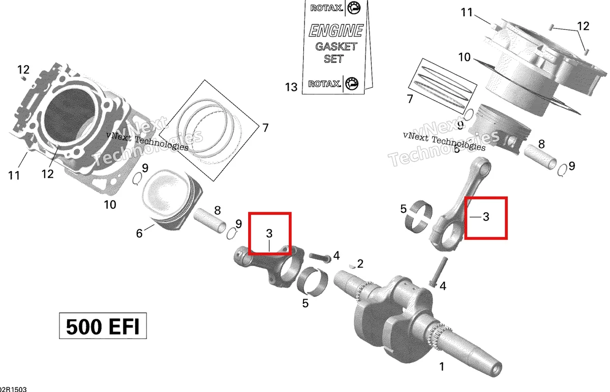 Деталь 420217455 на схеме узла 2015 Can-Am OUTLANDER 500 EFI Crankshaft, Piston And Cylinder