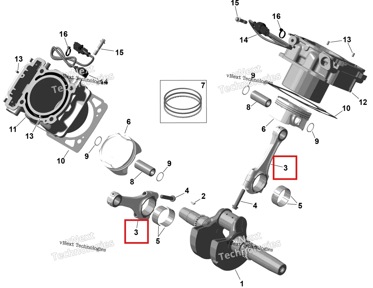 Деталь 420217559 на схеме узла 2026 Can-Am RENEGADE - 4X4 - XMR - 1000R EFI - 5UTA - Hyper Silver Rotax - Crankshaft, Pistons And Cylinder