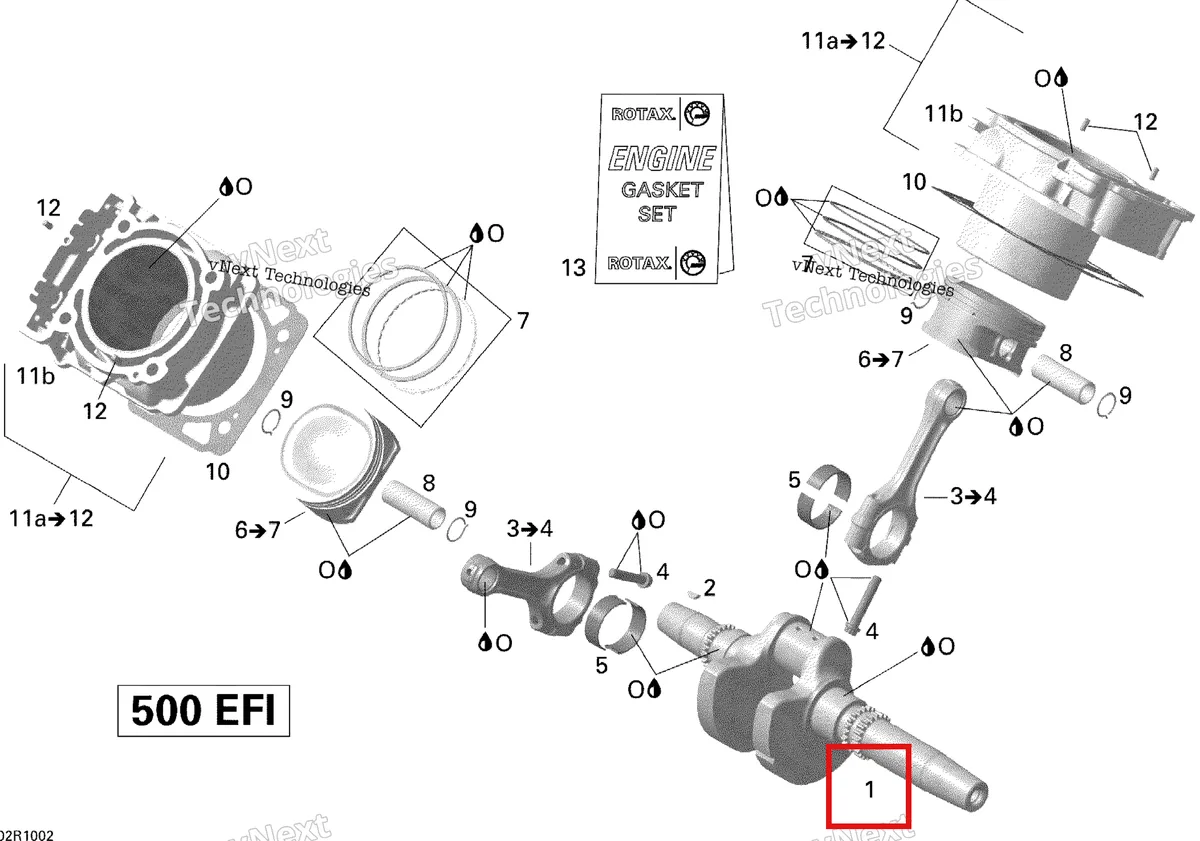 Деталь 420219695 на схеме узла 2010 Can-Am Outlander 500 EFI Crankshaft, Piston And Cylinder V1_Std, Xt, Xt-P