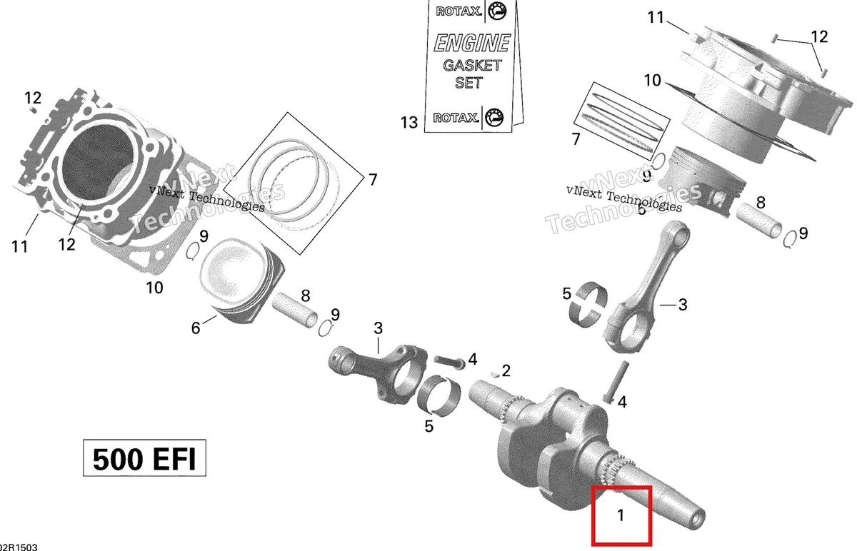 Деталь 420219697 на схеме узла 2015 Can-Am OUTLANDER 500 EFI Crankshaft, Piston And Cylinder