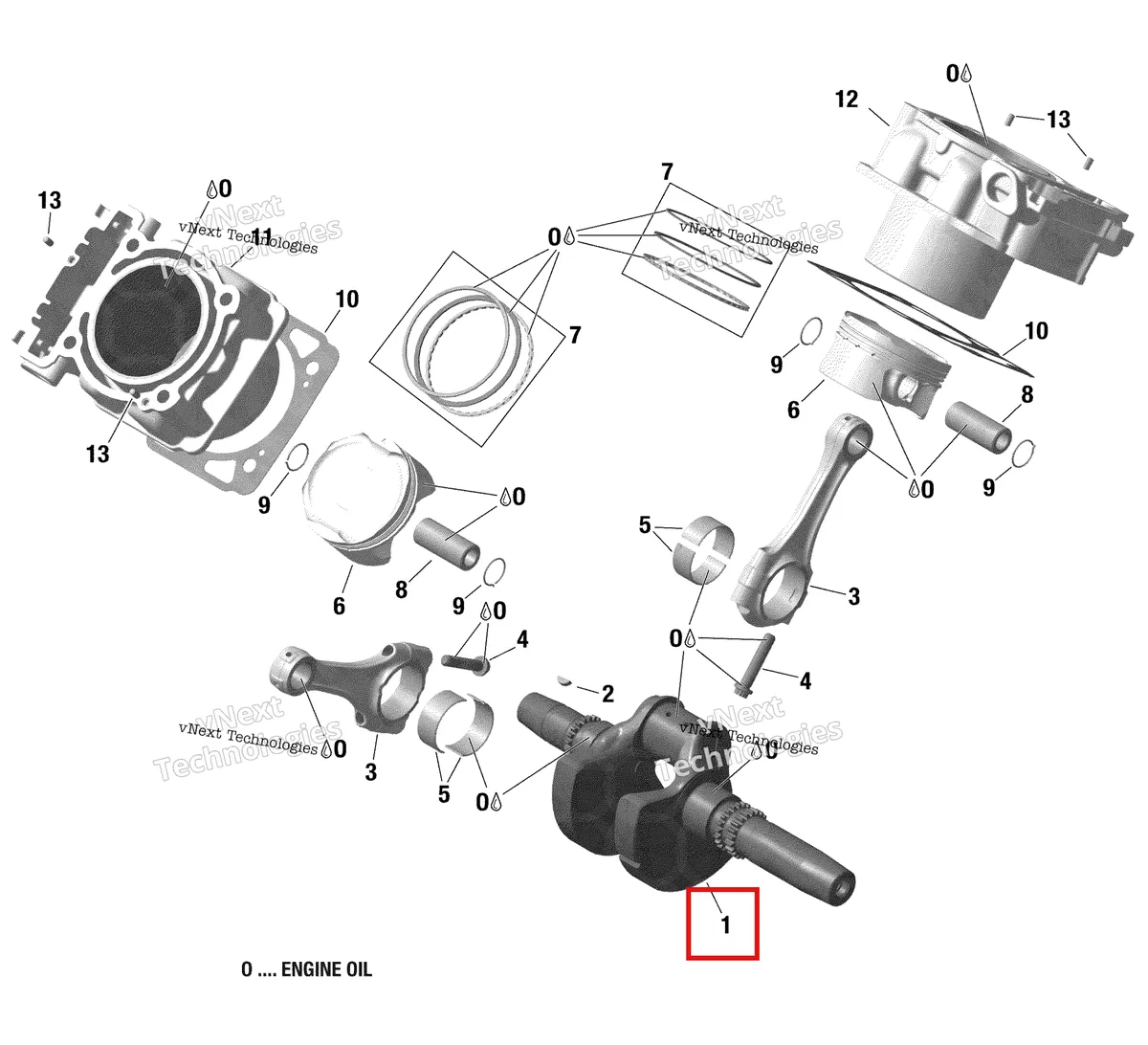 Деталь 420219736 на схеме узла 2022 Can-Am Outlander MAX 1000R EFI - XT Rotax - Crankshaft, Piston And Cylinder