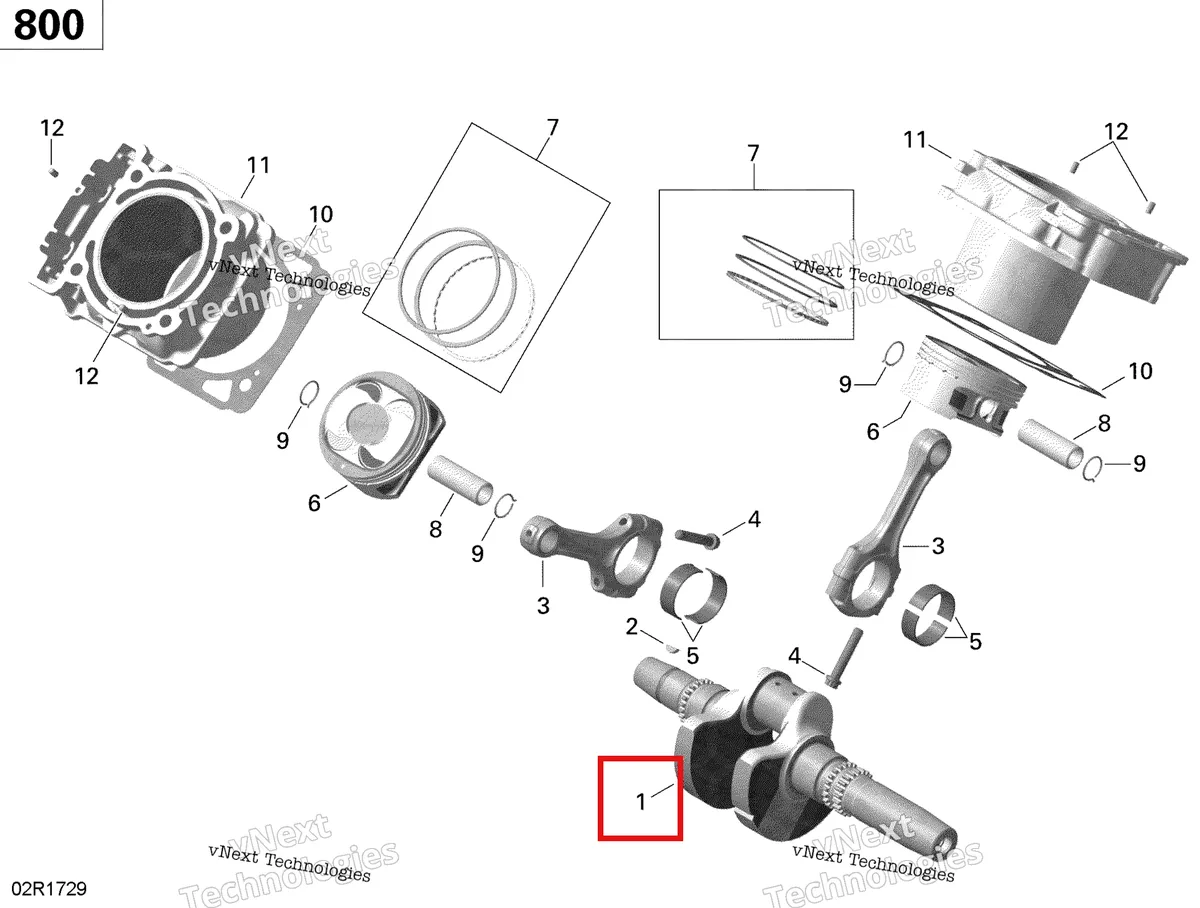 Деталь 420219745 на схеме узла 2020 Can-Am Commander 800R EFI Crankshaft, Piston And Cylinder - 800R Efi