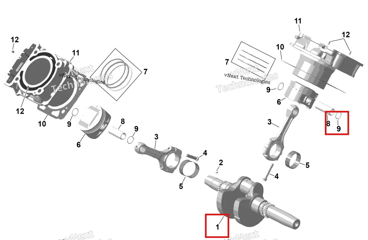 Деталь 420219746 на схеме узла 2026 Can-Am RENEGADE - 4X4 - XMR - 650 EFI - 5TTA - Catalyst Gray Rotax - Crankshaft, Pistons And Cylinder