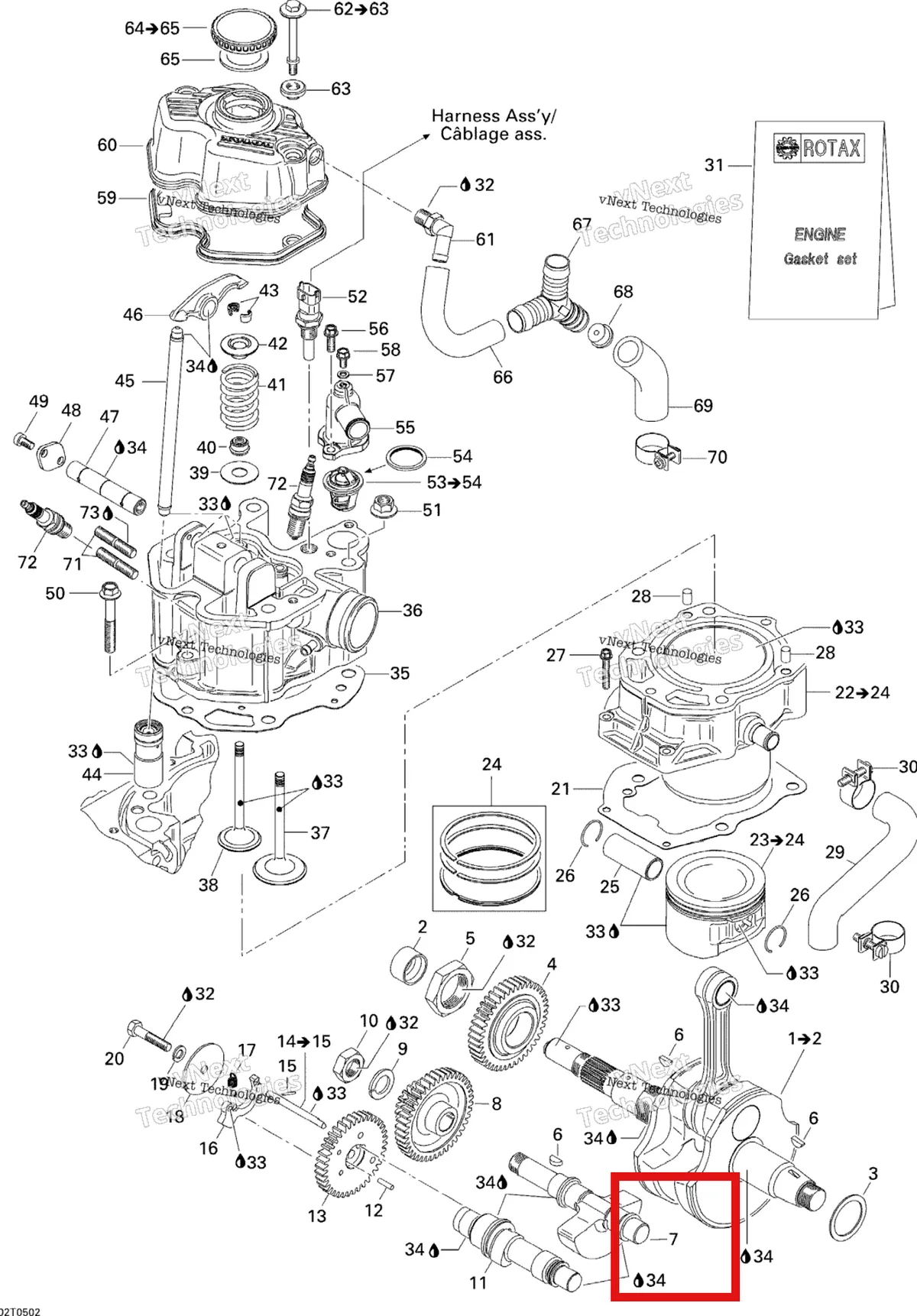 Деталь 420220470 на схеме узла 2005 Can-Am Traxter 5 Speed Crankshaft, Piston And Cylinder