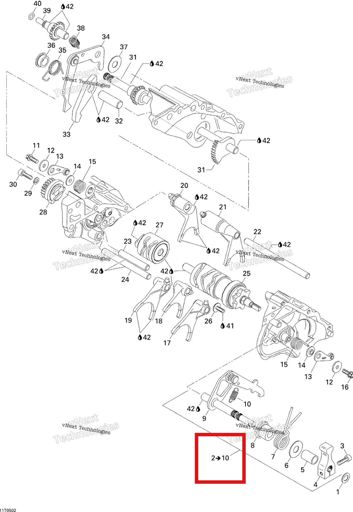 Деталь 420220537 на схеме узла 2005 Can-Am Traxter 5 Speed Gear Shift