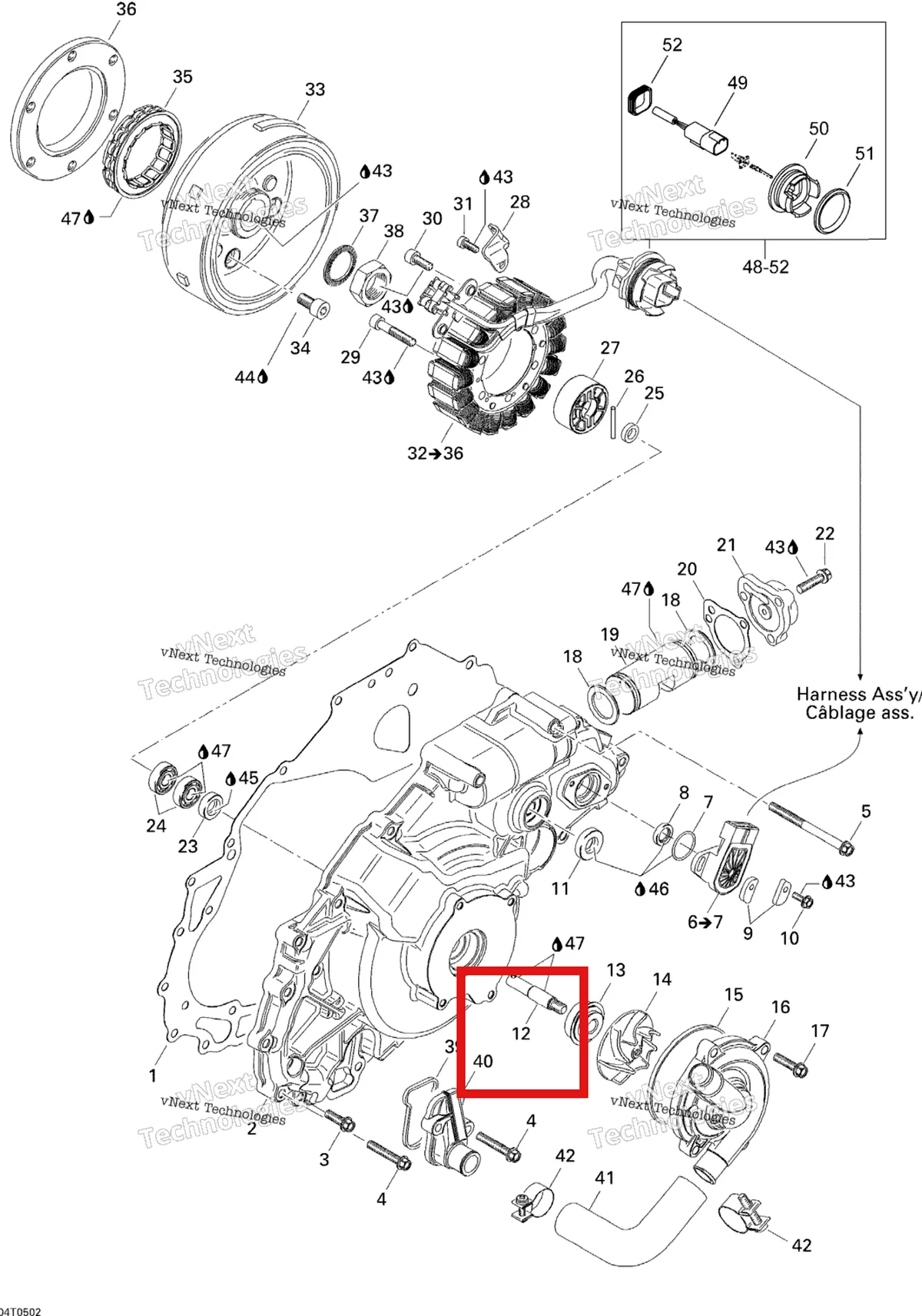 Деталь 420220560 на схеме узла 2005 Can-Am Traxter 5 Speed Ignition, Magneto And Water Pump