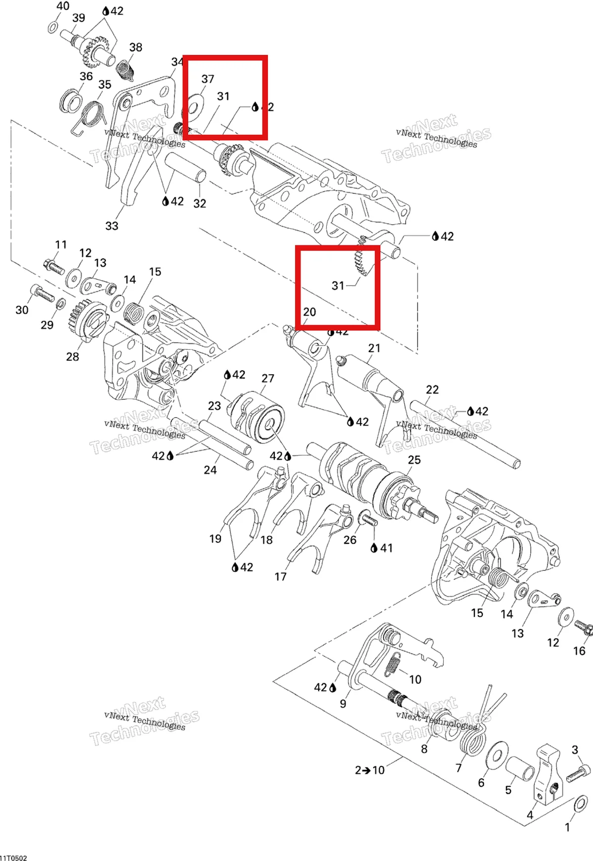 Деталь 420220585 на схеме узла 2005 Can-Am Traxter 5 Speed Gear Shift