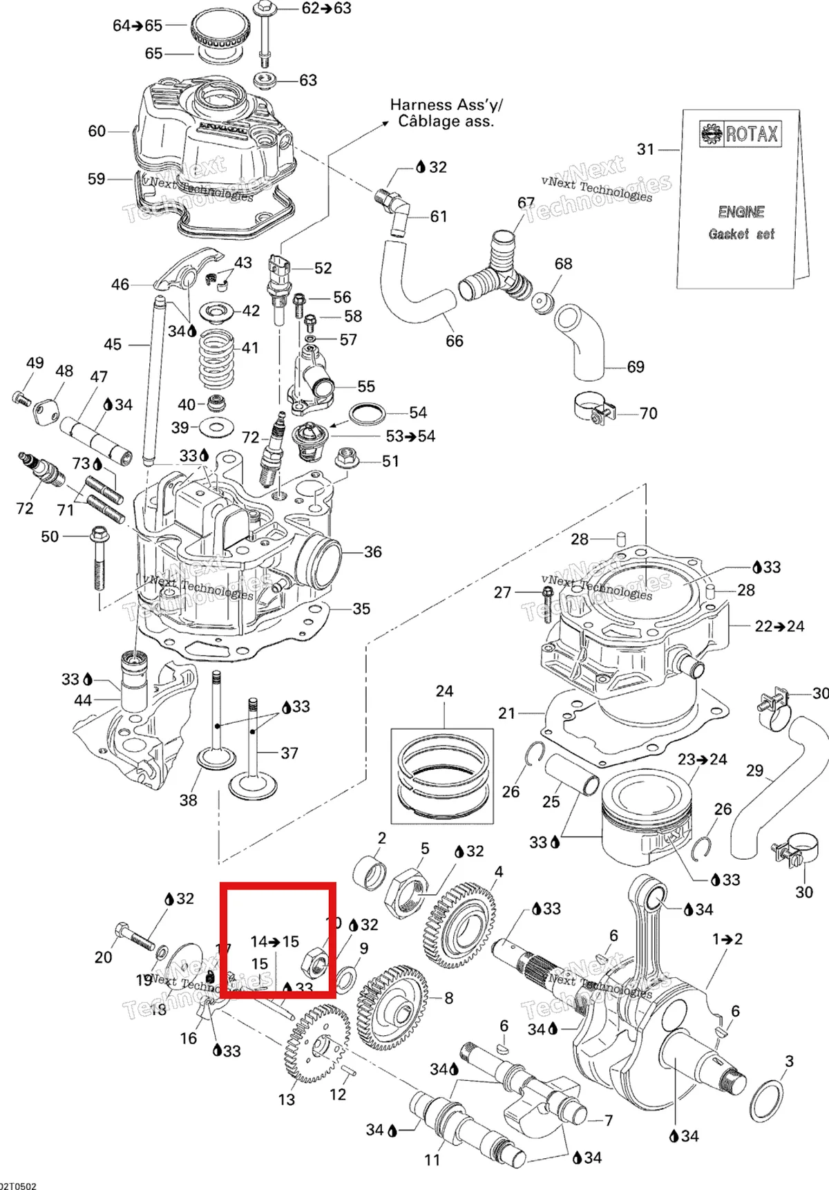 Деталь 420220615 на схеме узла 2005 Can-Am Traxter 5 Speed Crankshaft, Piston And Cylinder