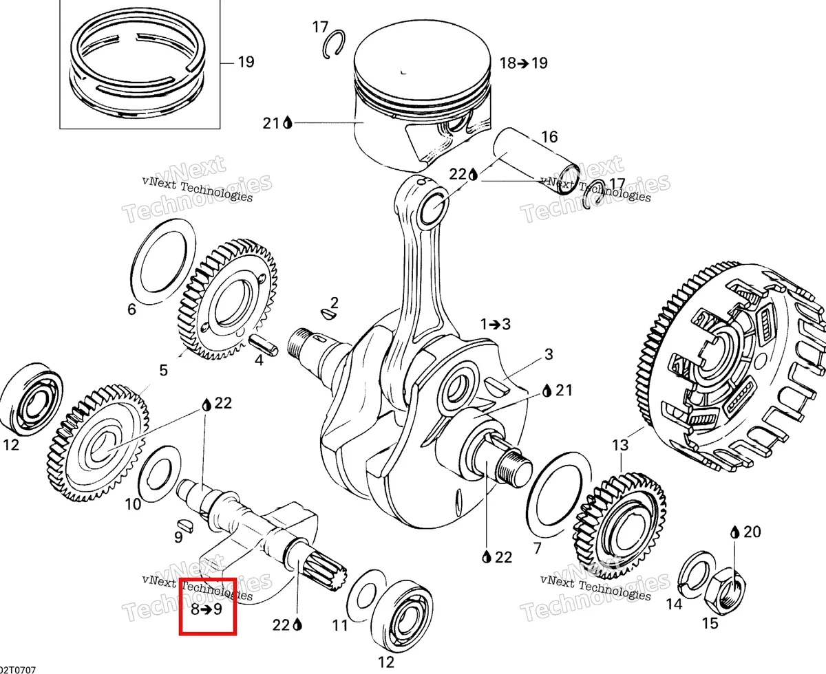 Деталь 420220745 на схеме узла 2007 Can-Am DS 650 X Crankshaft And Pistons