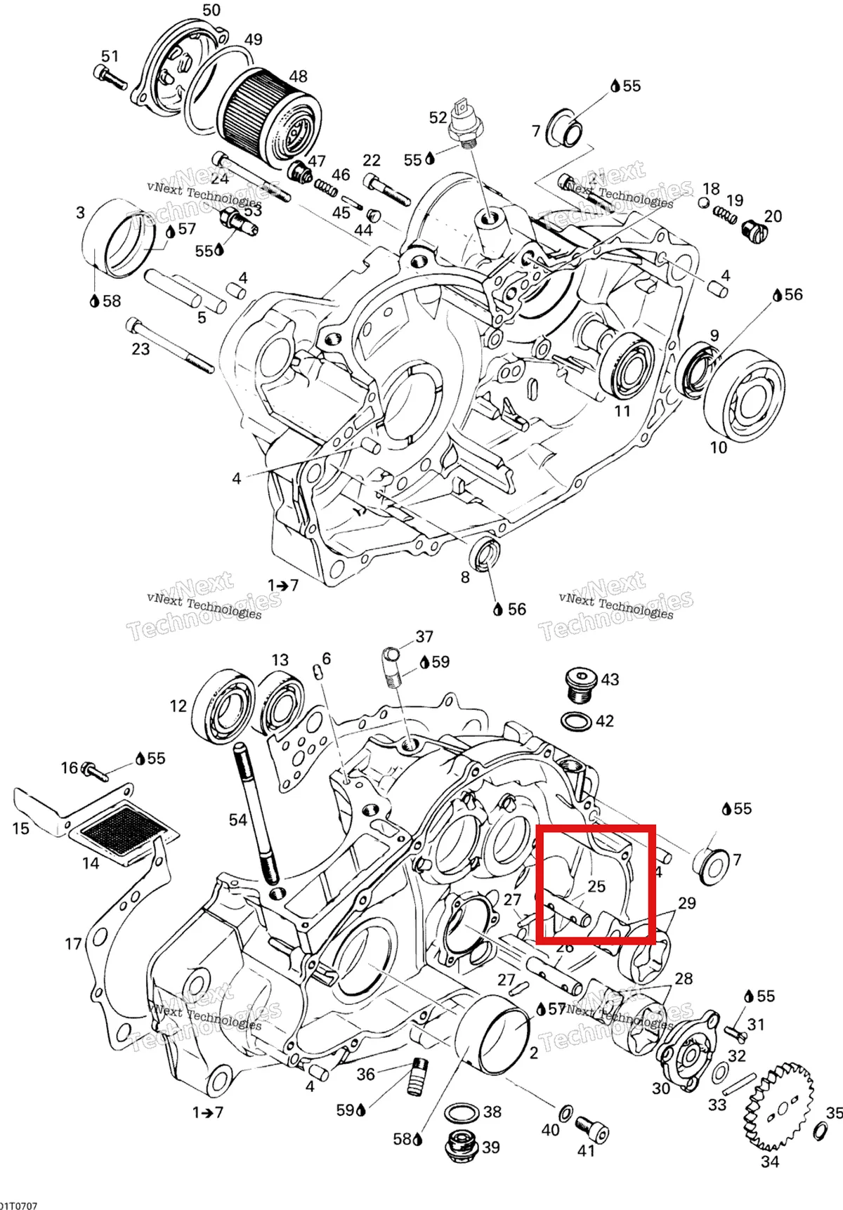 Деталь 420220762 на схеме узла 2007 Can-Am DS 650 X Crankcase