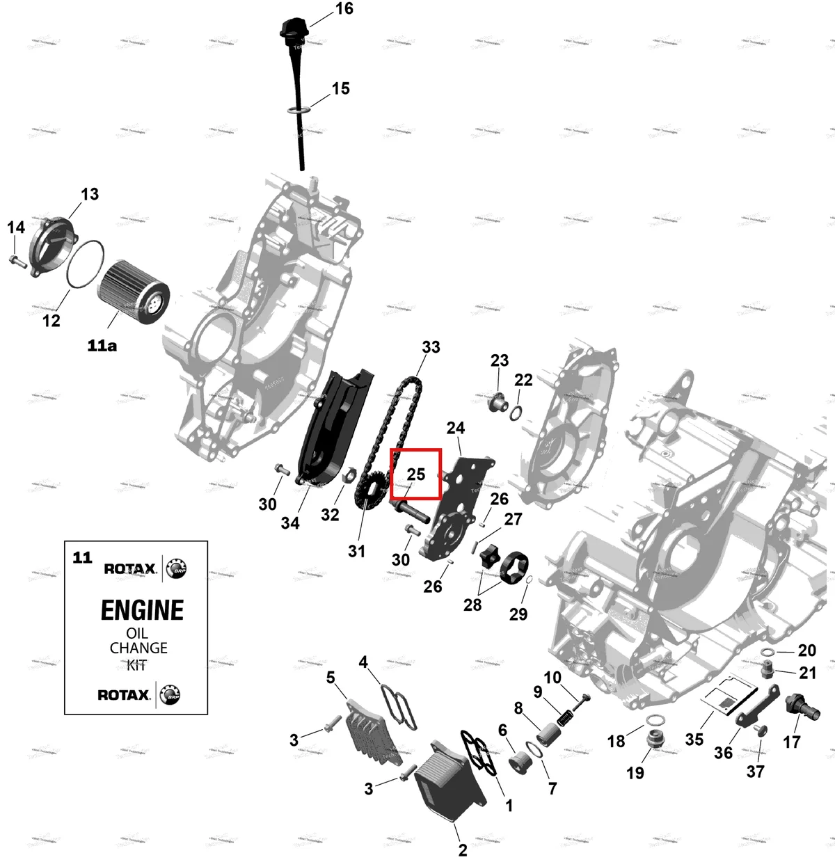 Деталь 420220862 (Масляный насос вал Can-Am Outlander 4x4 XT 1000R (2025) (420220862)) на схеме узла 2026 Can-Am OUTLANDER - 4X4 - STD - 700 - 1CTB - CALI - Granite Grey Rotax - Engine Lubrication