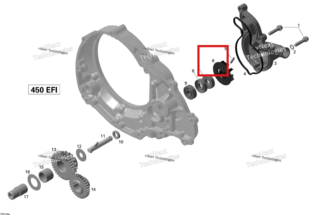 Деталь 420222272 на схеме узла 2015 Can-Am DS 450EFI STD Engine Cooling