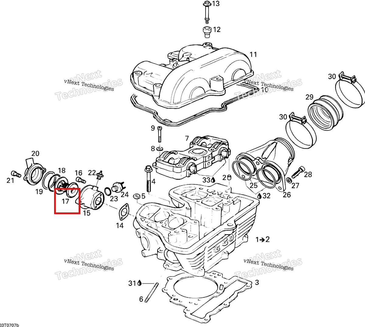 Деталь 420222463 на схеме узла 2007 Can-Am DS 650 X Cylinder Head