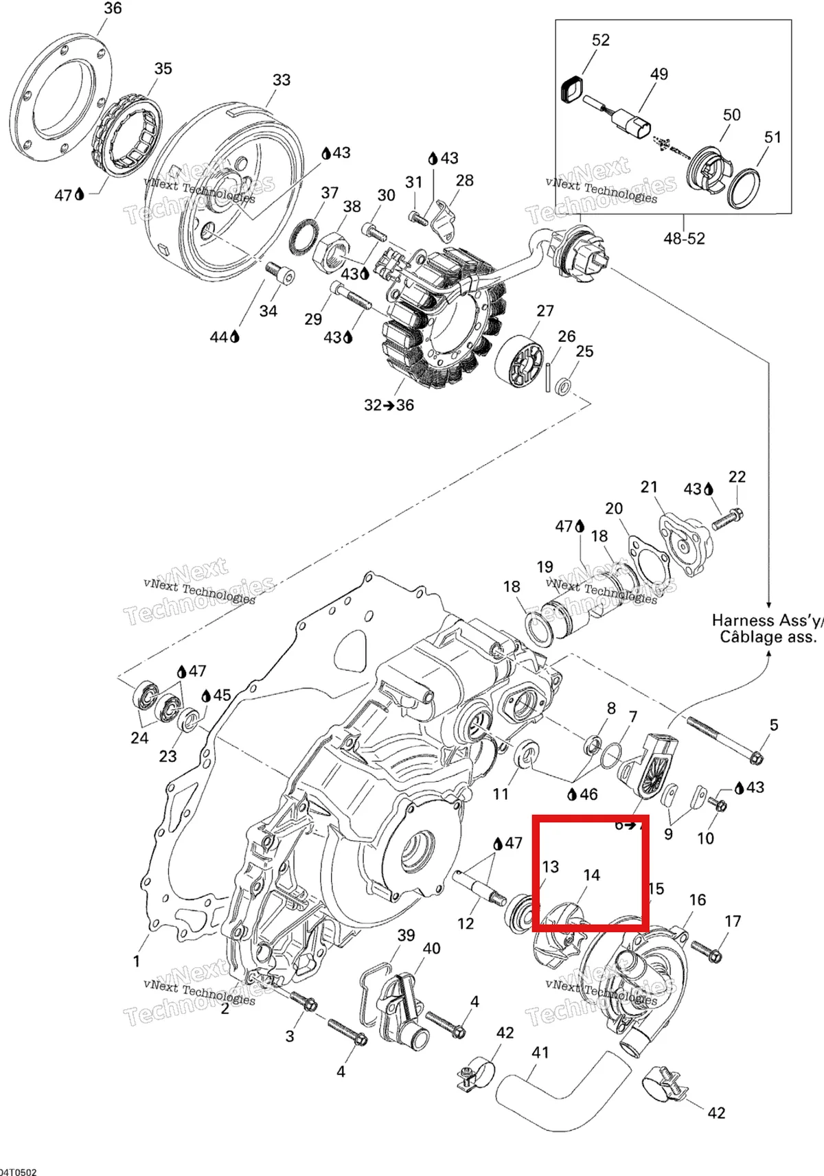 Деталь 420222540 на схеме узла 2005 Can-Am Traxter 5 Speed Ignition, Magneto And Water Pump