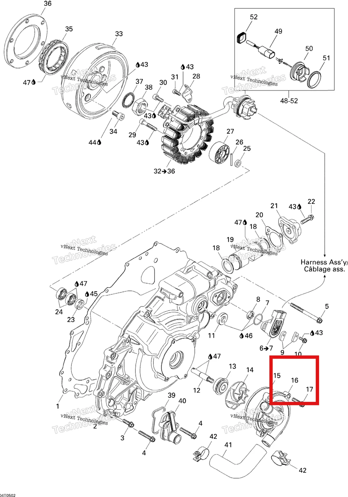 Деталь 420222550 на схеме узла 2005 Can-Am Traxter 5 Speed Ignition, Magneto And Water Pump