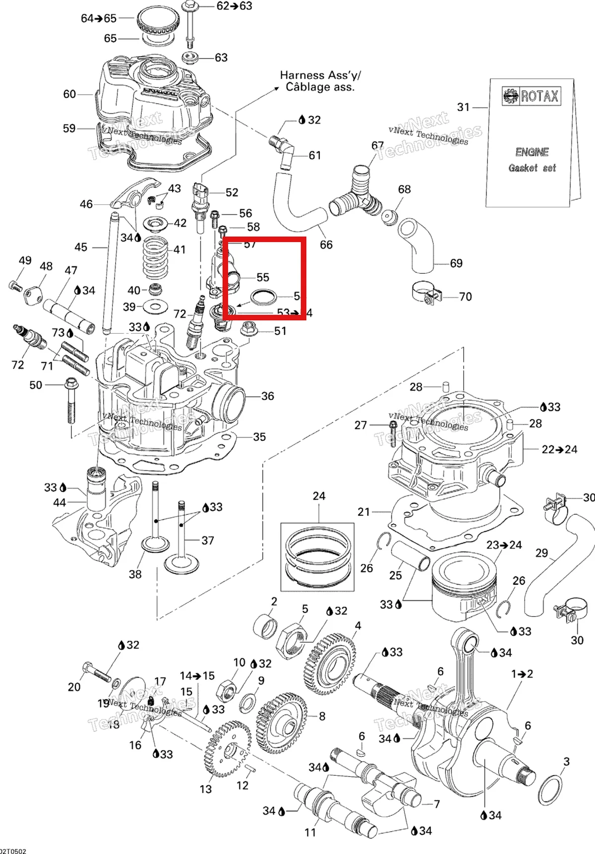 Деталь 420222560 на схеме узла 2005 Can-Am Traxter 5 Speed Crankshaft, Piston And Cylinder