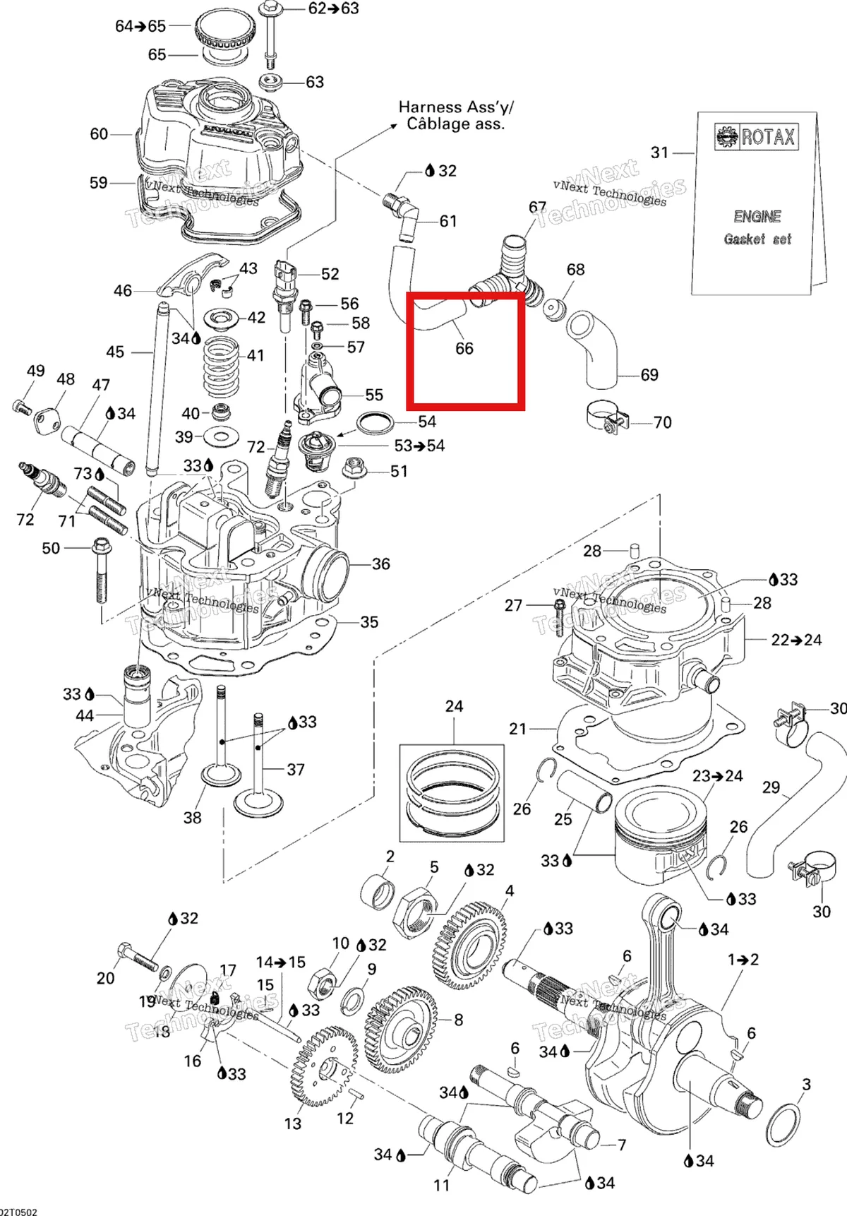 Деталь 420222610 на схеме узла 2005 Can-Am Traxter 5 Speed Crankshaft, Piston And Cylinder