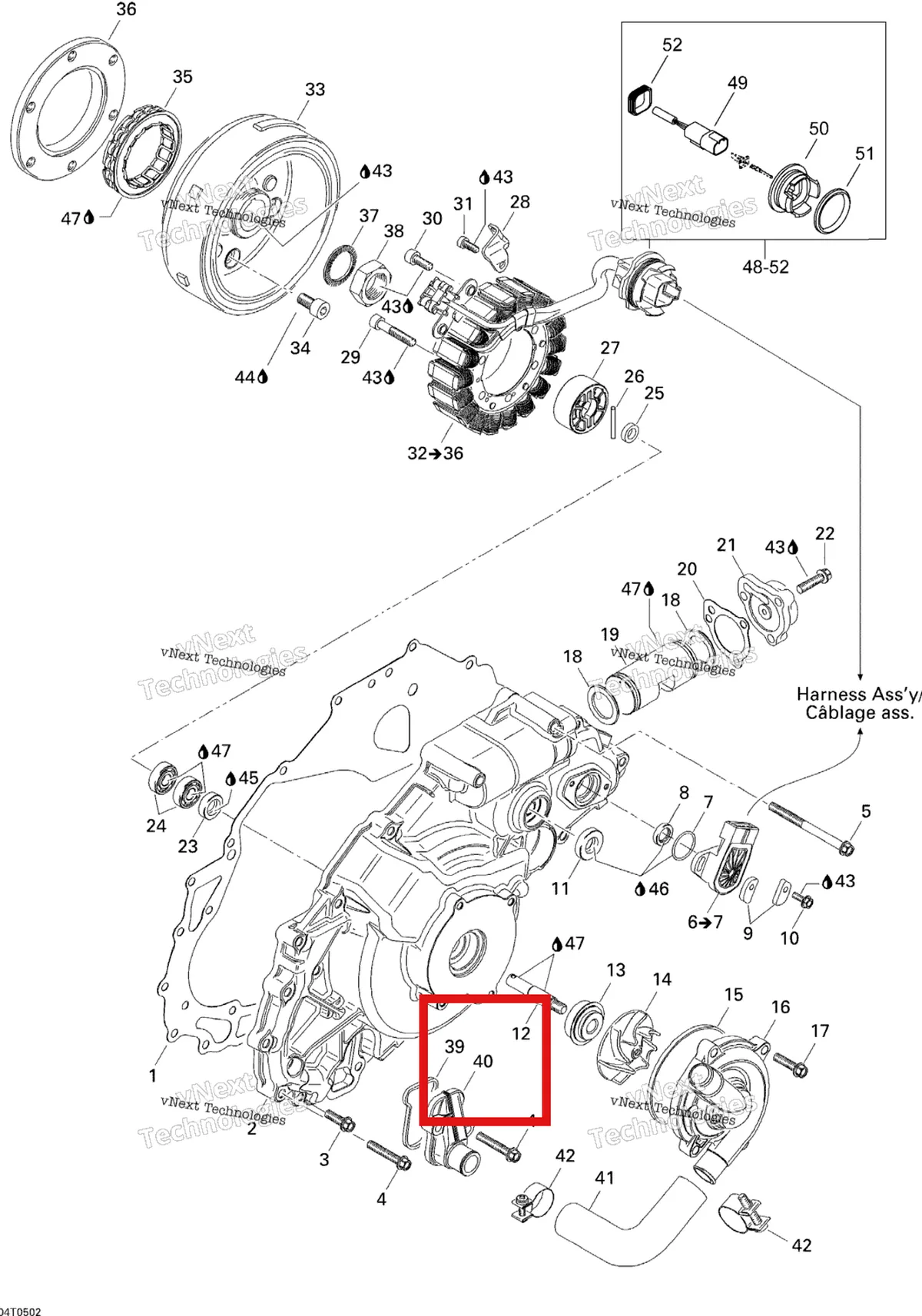 Деталь 420222620 на схеме узла 2005 Can-Am Traxter 5 Speed Ignition, Magneto And Water Pump