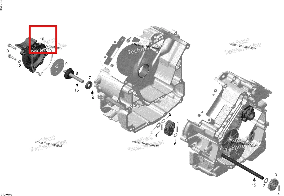 Деталь 420222780 (Корпус водяной помпы) на схеме узла 2010 Ski-Doo Skandic SWT V800 Waterpump
