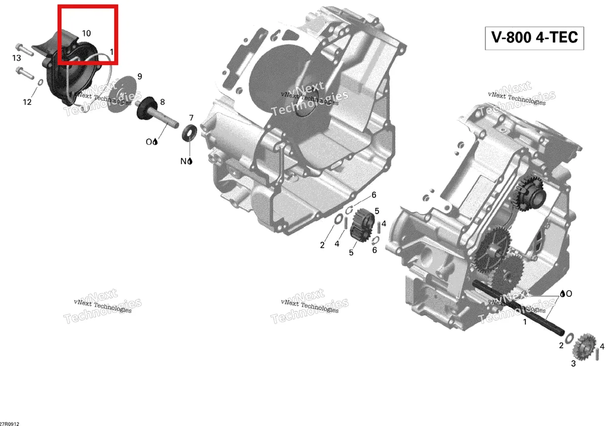 Деталь 420222782 (Корпус водяной помпы) на схеме узла 2012 Ski-Doo Skandic SWT V800 YetiII Engine Cooling