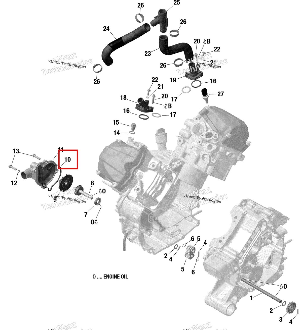 Деталь 420222785 на схеме узла 2018 Can-Am Maverick Trail 1000 EFI Engine Cooling