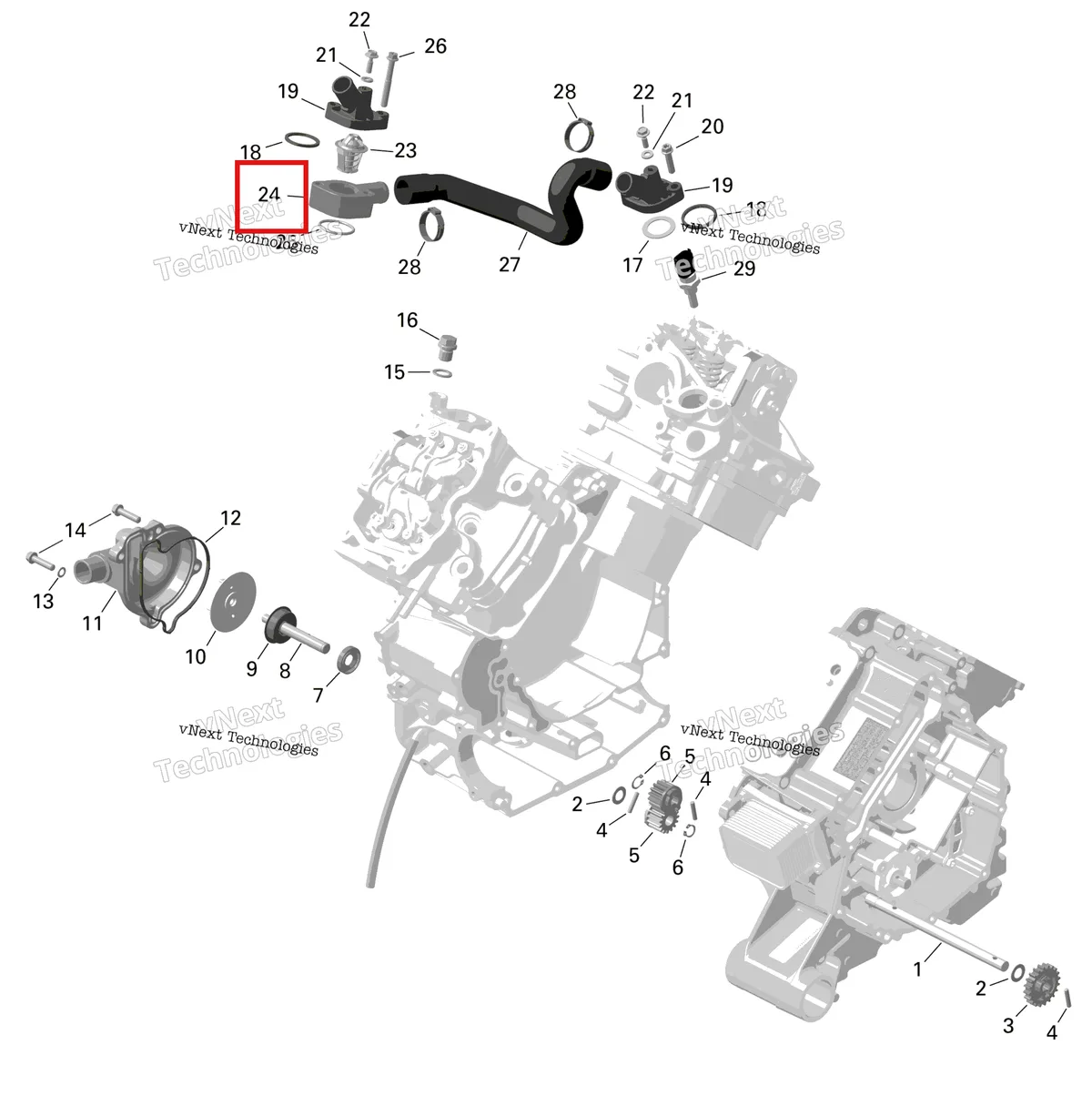 Деталь 420222890 (Connection гнездо Can-Am Outlander MAX 800 XT (2008) (420222890)) на схеме узла Rotax - Engine Cooling