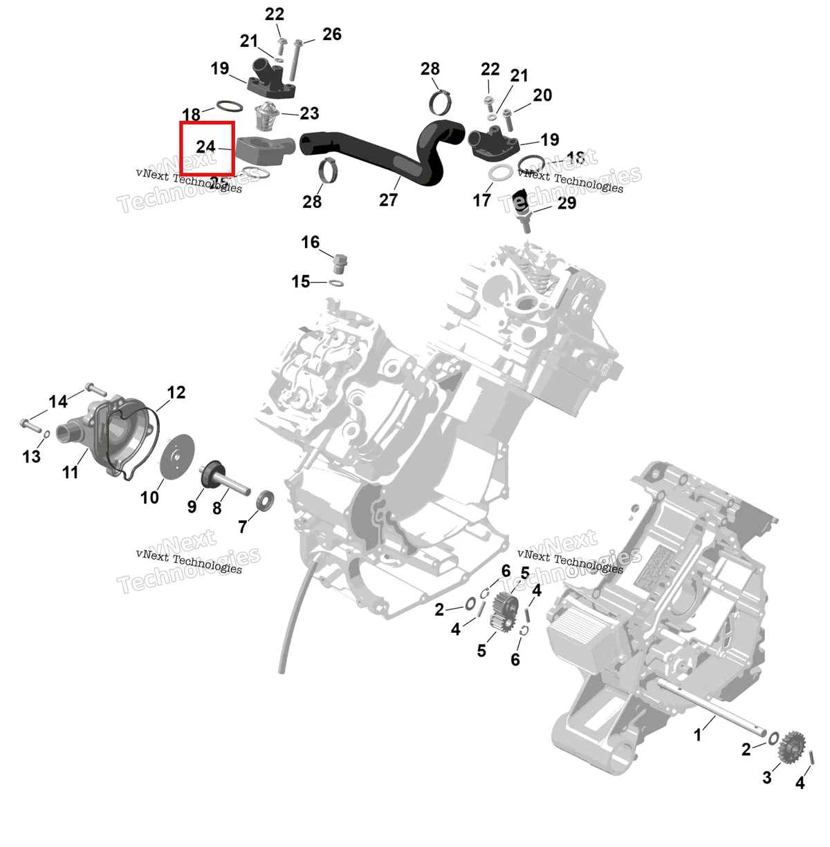Деталь 420222894 на схеме узла 2026 Can-Am RENEGADE - 4X4 - XMR - 650 EFI - 5TTA - Catalyst Gray Rotax - Engine Cooling