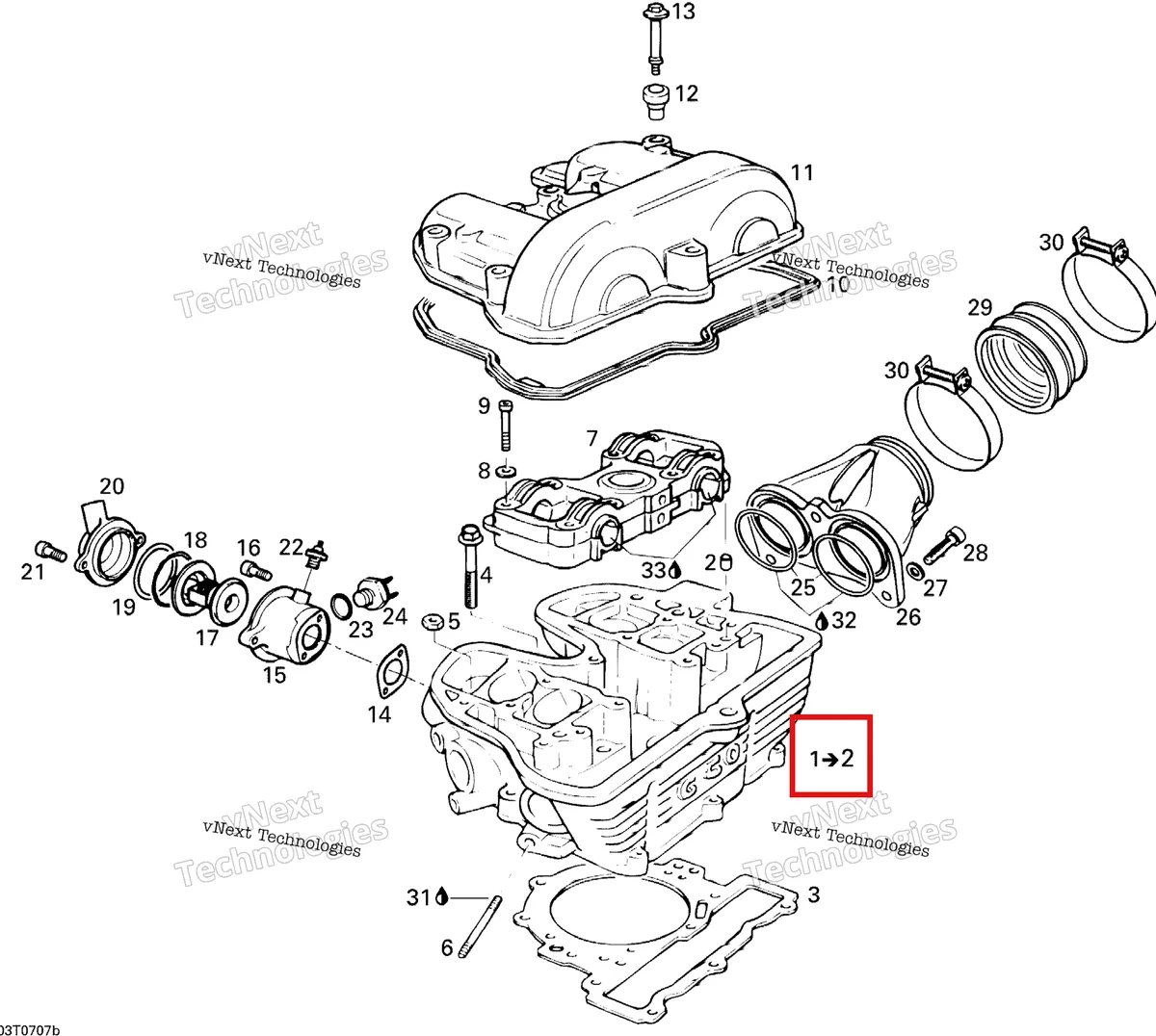 Деталь 420223916 на схеме узла 2007 Can-Am DS 650 X Cylinder Head
