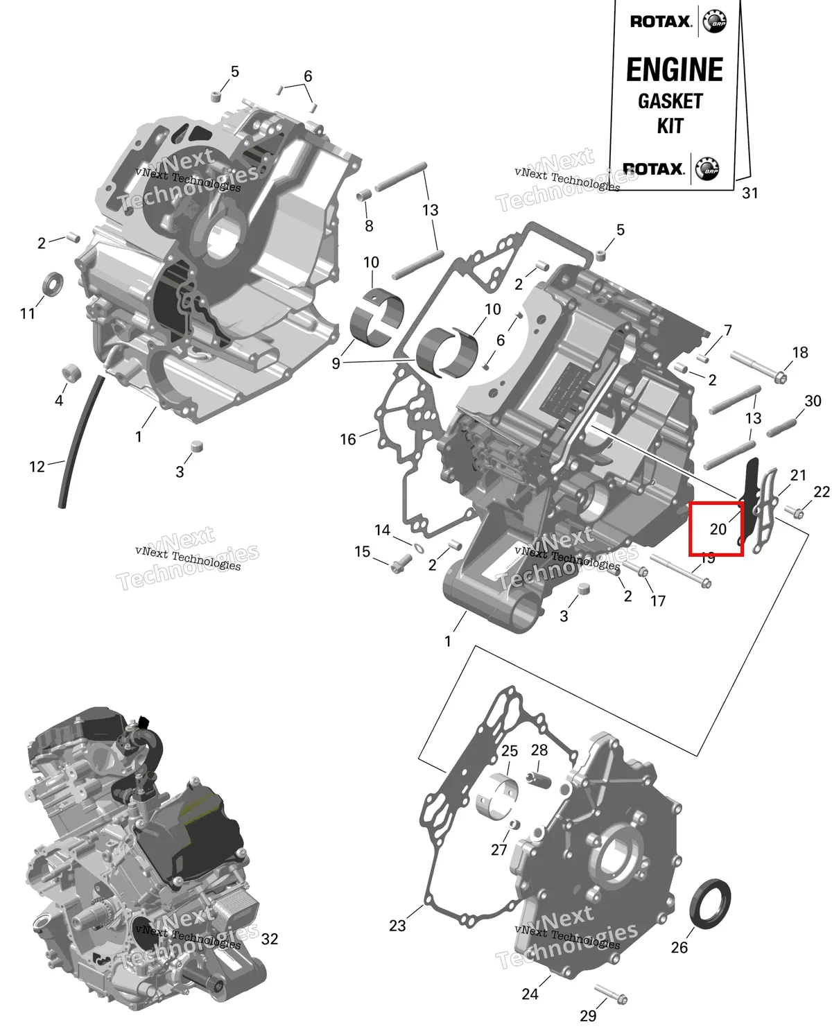 Деталь 420224720 (Деталь Valve Plate) на схеме узла Rotax - Crankcase