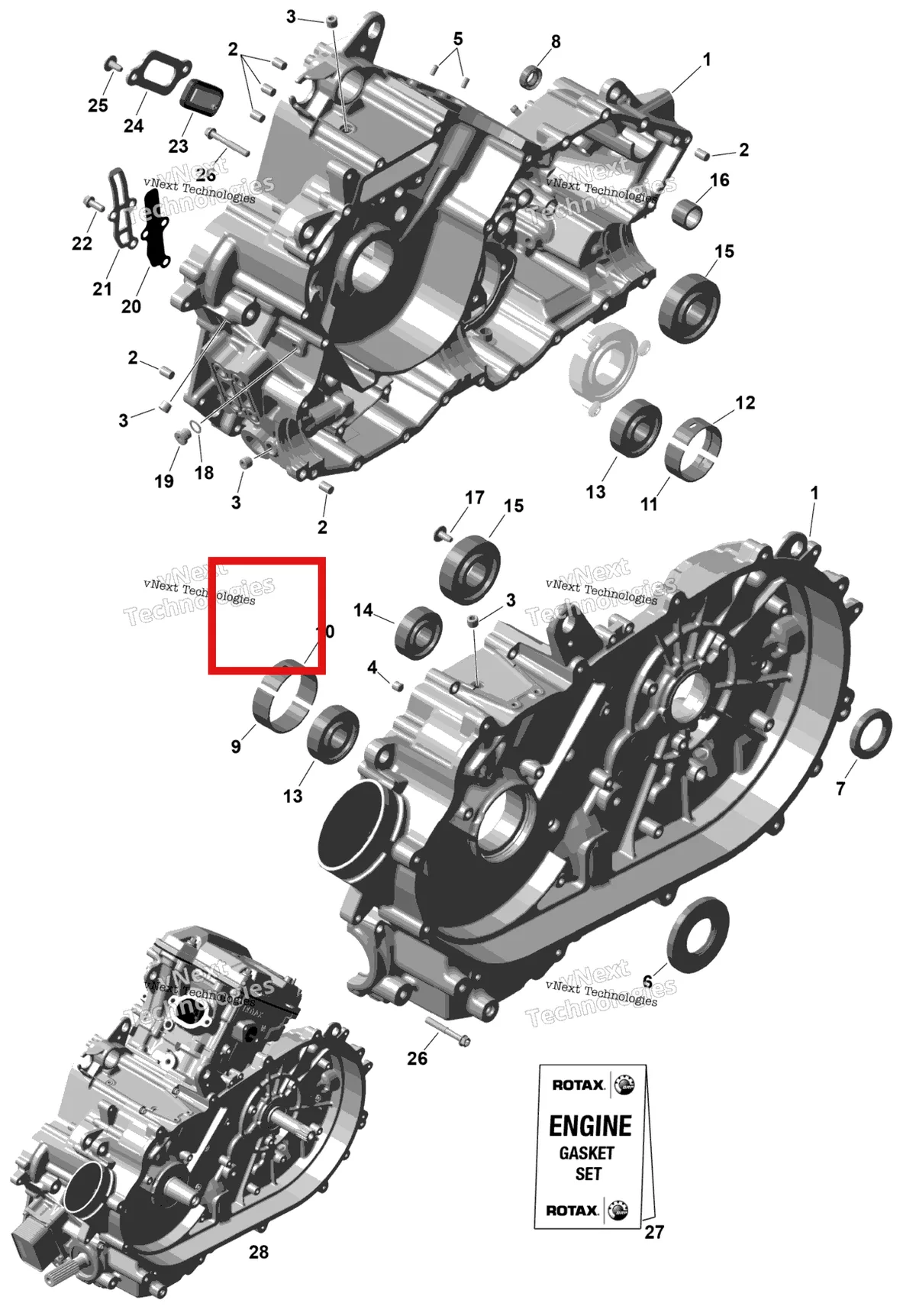 Деталь 420224721 на схеме узла 2026 Can-Am OUTLANDER - 2X4 - STD - 500 - 1KTB - Legion Red Rotax - Crankcase