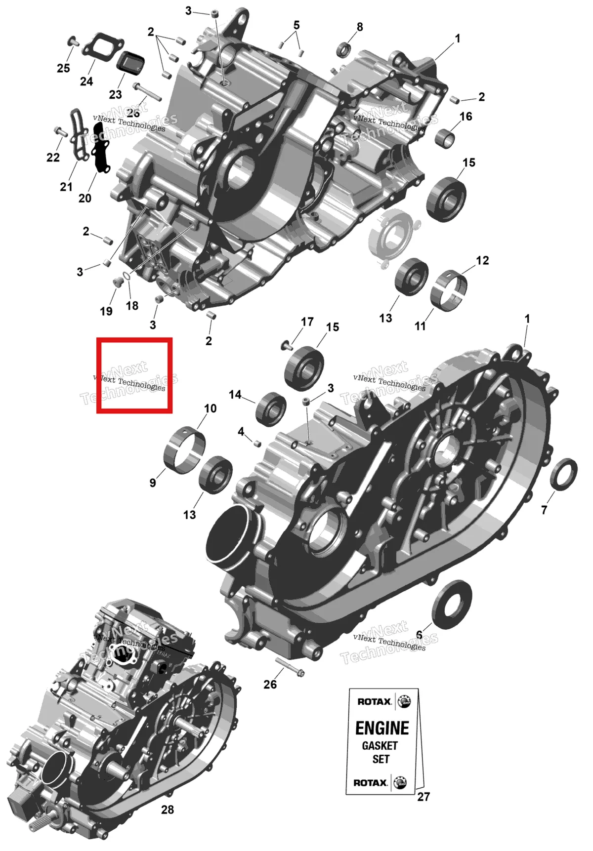 Деталь 420224725 (Деталь Reed Valve Stop) на схеме узла 2026 Can-Am OUTLANDER - 2X4 - STD - 500 - 1KTB - Legion Red Rotax - Crankcase