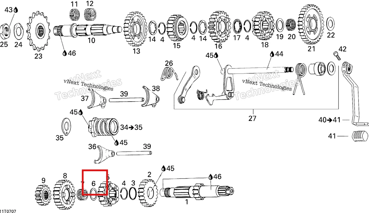 Деталь 420227445 на схеме узла 2007 Can-Am DS 650 X Gear Shift