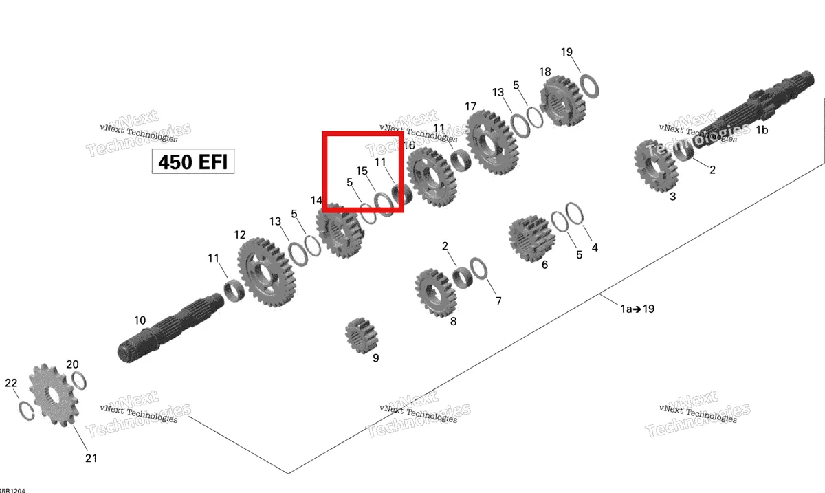 Деталь 420227491 на схеме узла 2015 Can-Am DS 450EFI STD Gear Box