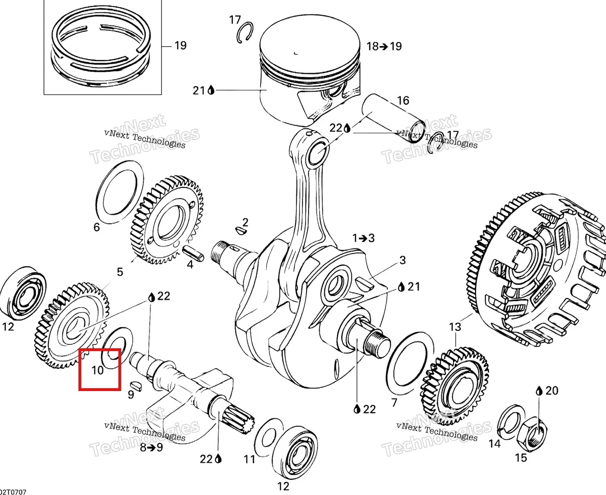 Деталь 420227542 на схеме узла 2007 Can-Am DS 650 X Crankshaft And Pistons