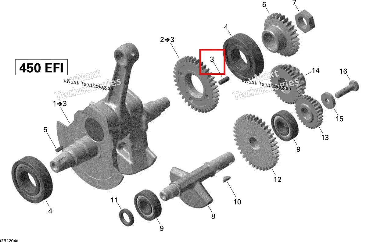 Деталь 420229490 на схеме узла 2015 Can-Am DS 450EFI STD Crankshaft