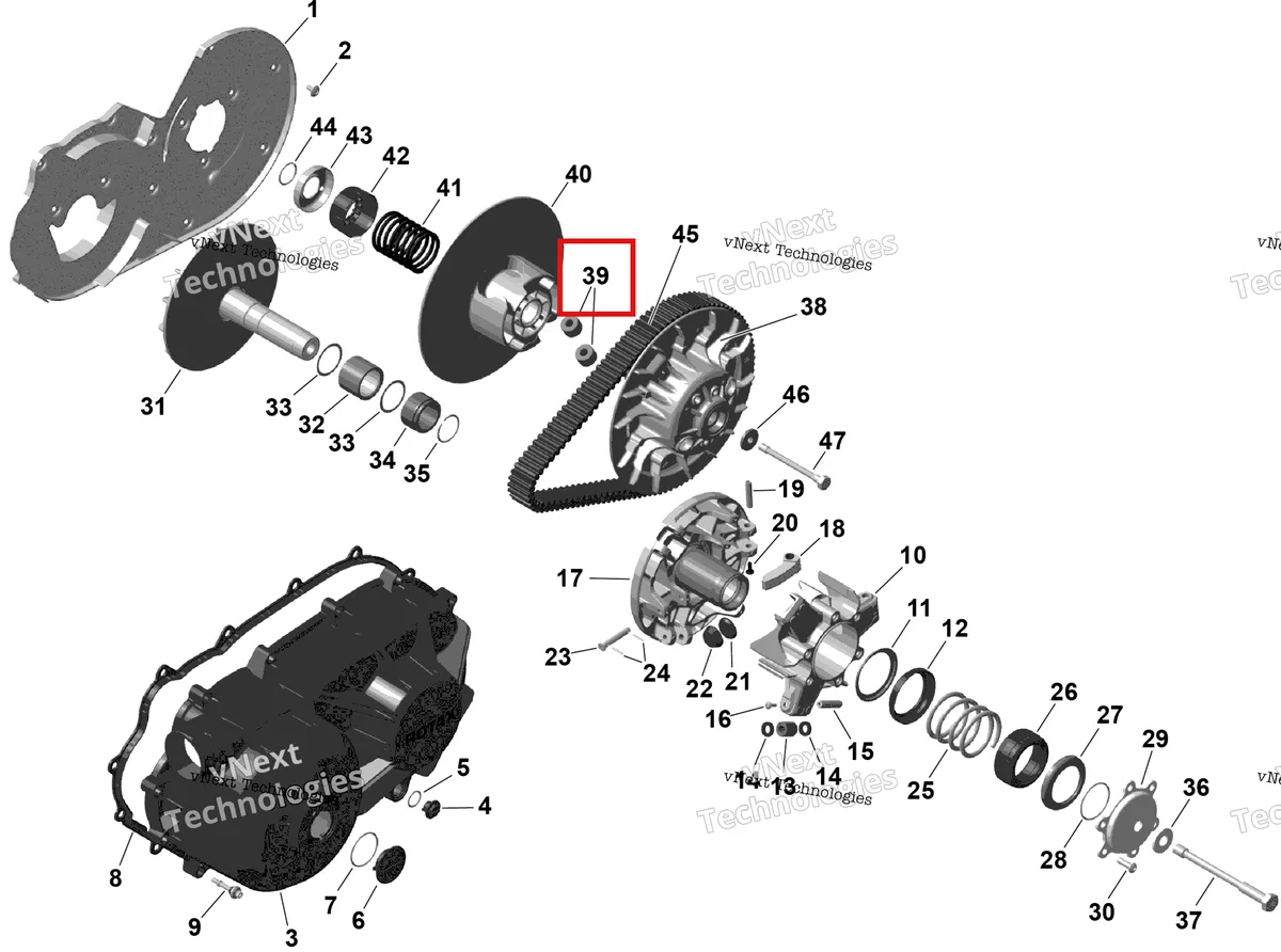 Деталь 420229582 (Ролик упорный Can-Am Outlander 4x4 XT 1000R (2025) (420229582)) на схеме узла 2026 Can-Am OUTLANDER - 2X4 - STD - 500 - 1KTB - Legion Red Rotax - Cvt