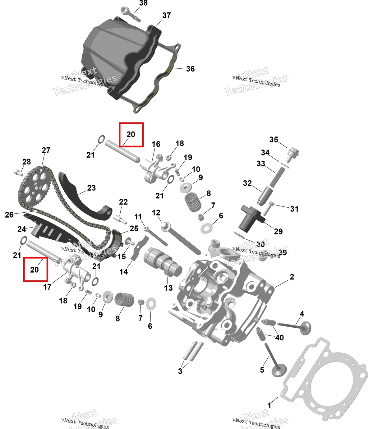 Деталь 420229712 (Деталь Pin #12, Small, M6 X 90) на схеме узла 2026 Can-Am RENEGADE - 4X4 - XMR - 650 EFI - 5TTA - Catalyst Gray Rotax - Front Cylinder Head