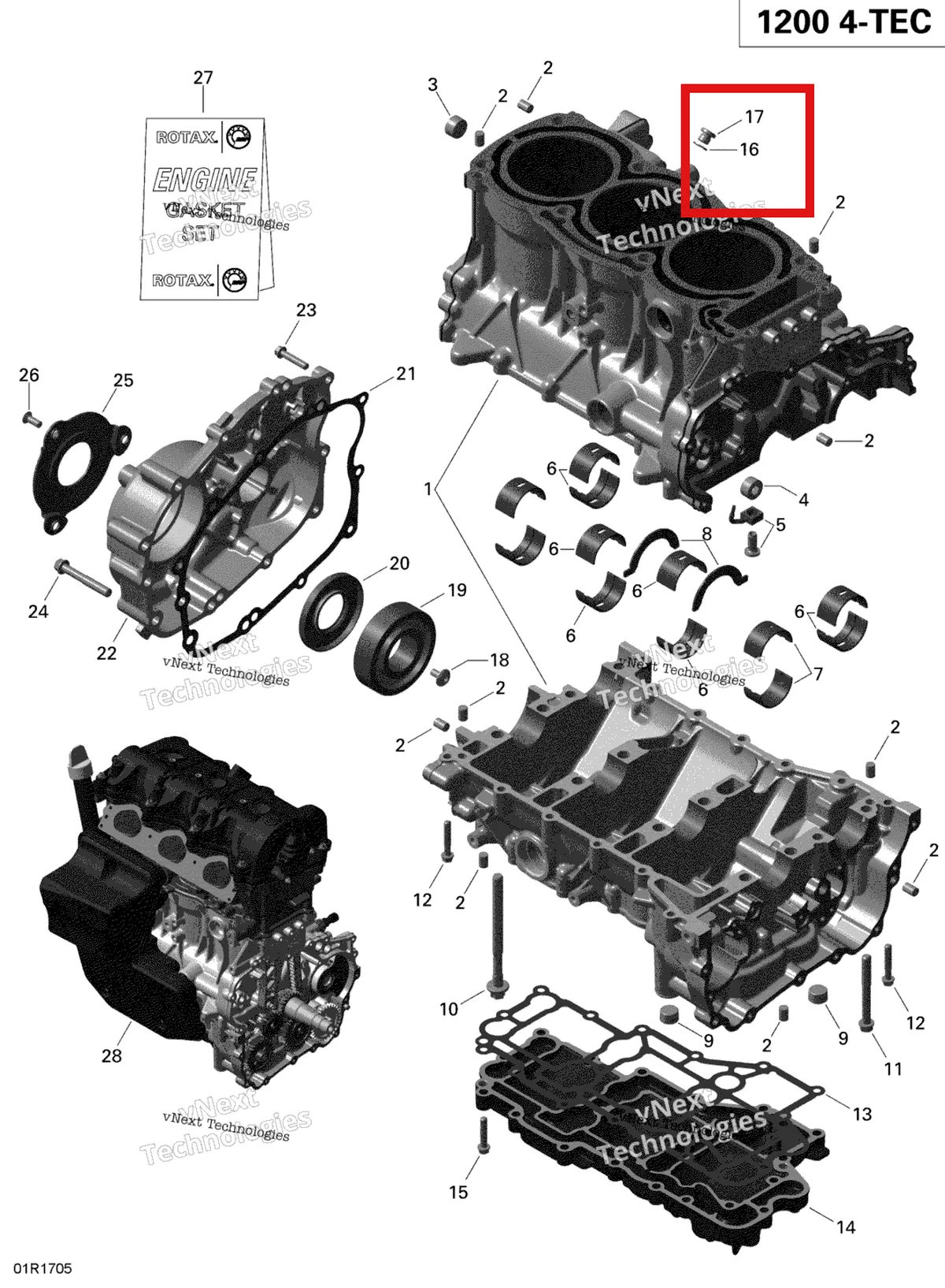 Деталь 420230150 (Сальник) на схеме узла 2019 Ski-Doo EXPEDITION LE-SE 1200 4-TEC Crankcase - 1200 Itc 4-Tec