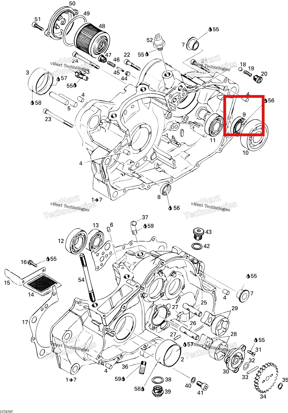 Деталь 420230395 на схеме узла 2007 Can-Am DS 650 X Crankcase
