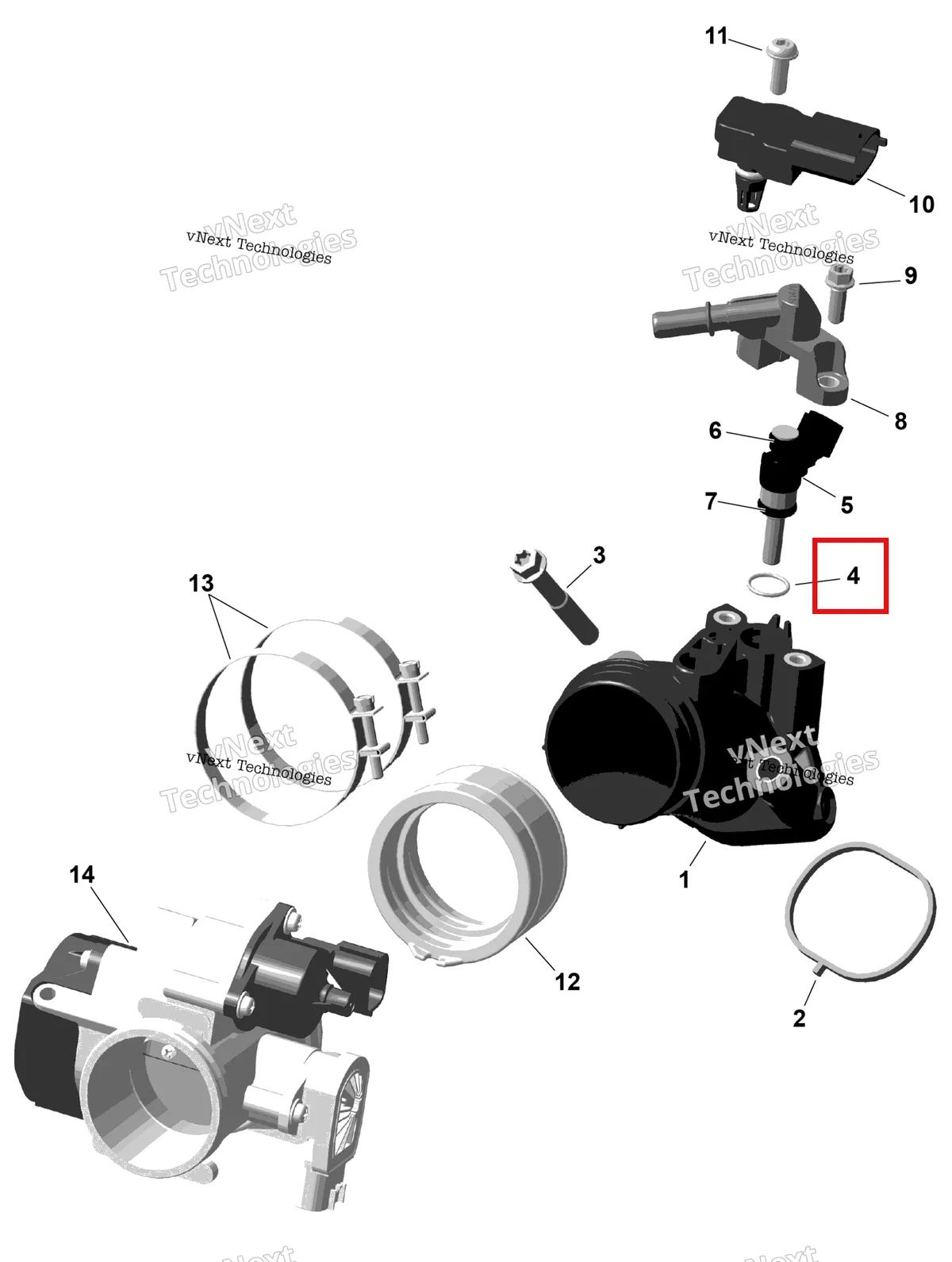 Деталь 420230451 на схеме узла 2026 Can-Am OUTLANDER - 2X4 - STD - 500 - 1KTB - Legion Red Rotax - Air Intake Manifold And Throttle Body