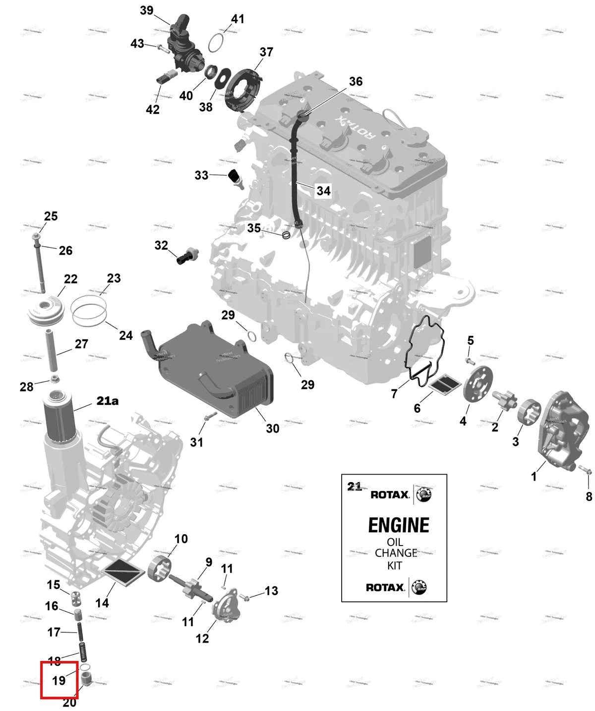 Деталь 420230890 на схеме узла 2026 Sea-Doo GTX - 300 - STD - 15TA - Blue Abyss - Audio Rotax - Engine Lubrication