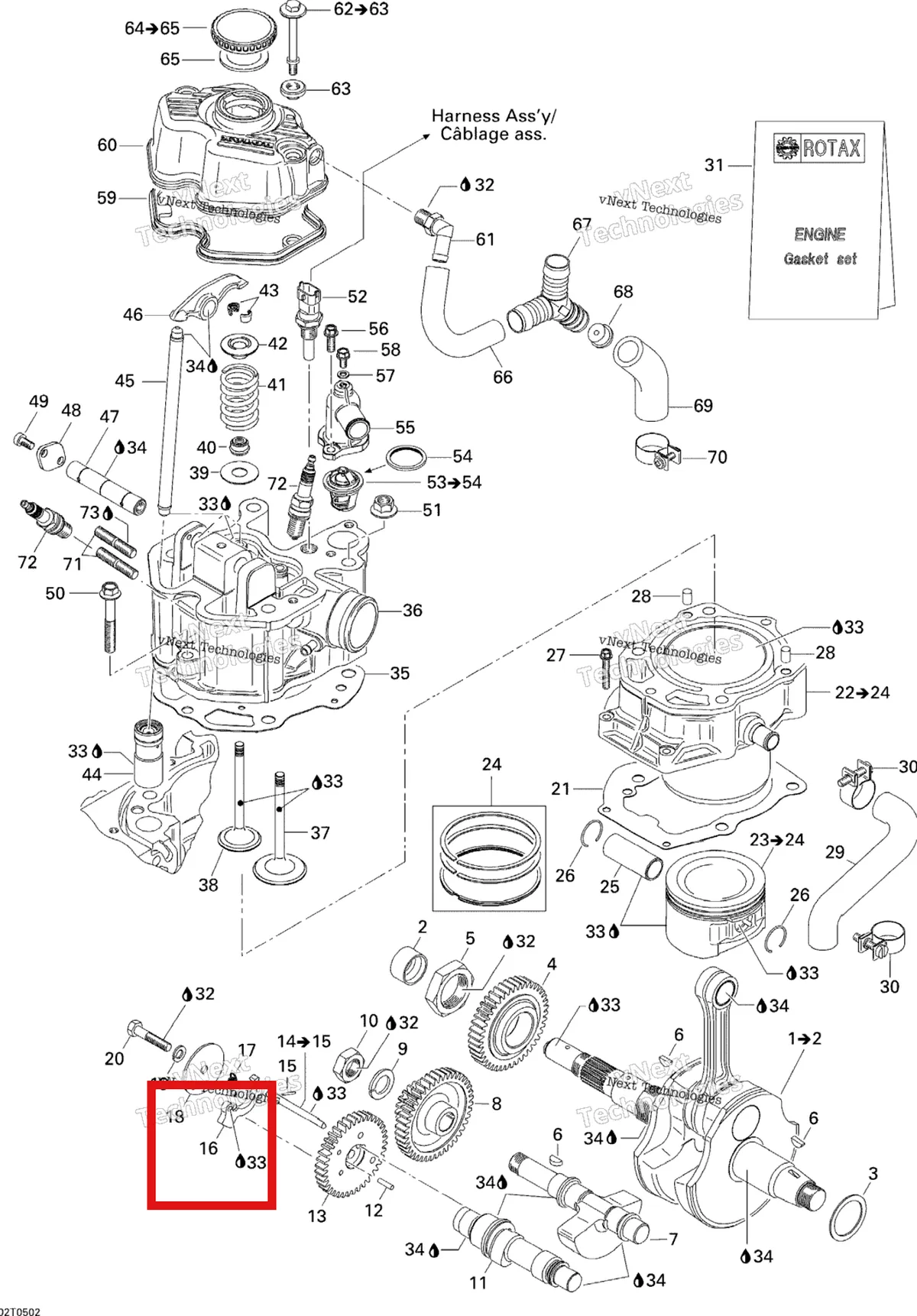 Деталь 420231050 на схеме узла 2005 Can-Am Traxter 5 Speed Crankshaft, Piston And Cylinder