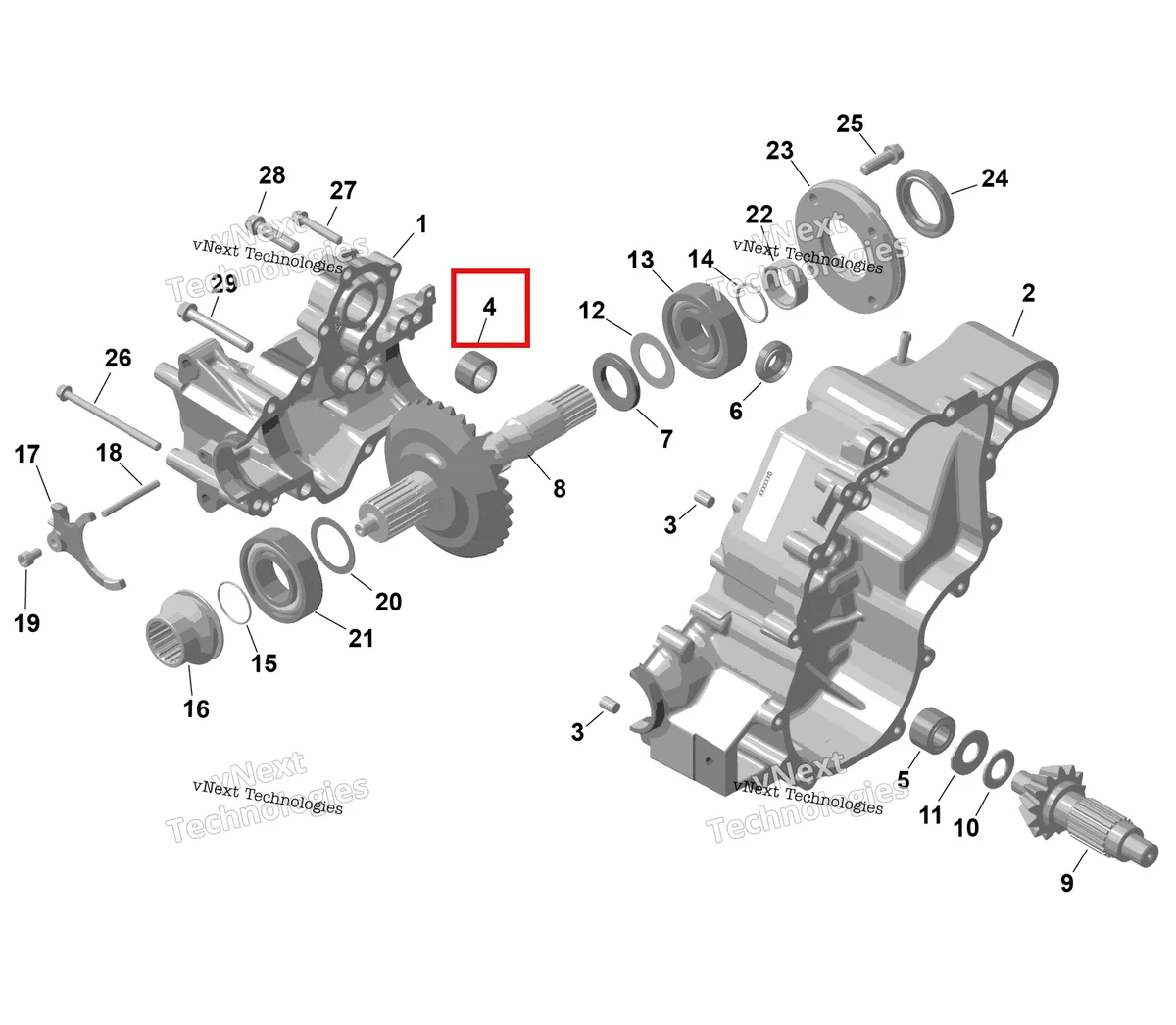 Деталь 420232085 на схеме узла 2026 Can-Am RENEGADE - 4X4 - XMR - 650 EFI - 5TTA - Catalyst Gray Rotax - Gearbox 1
