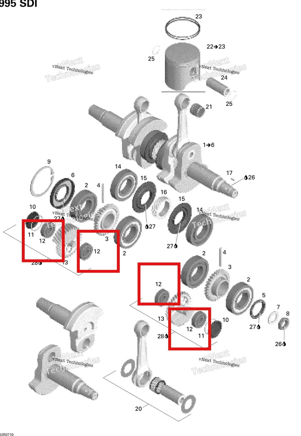 Деталь 420232292 на схеме узла 2007 Ski-Doo Summit Highmark & Highmark X 1000 SDI Crankshaft And Pistons