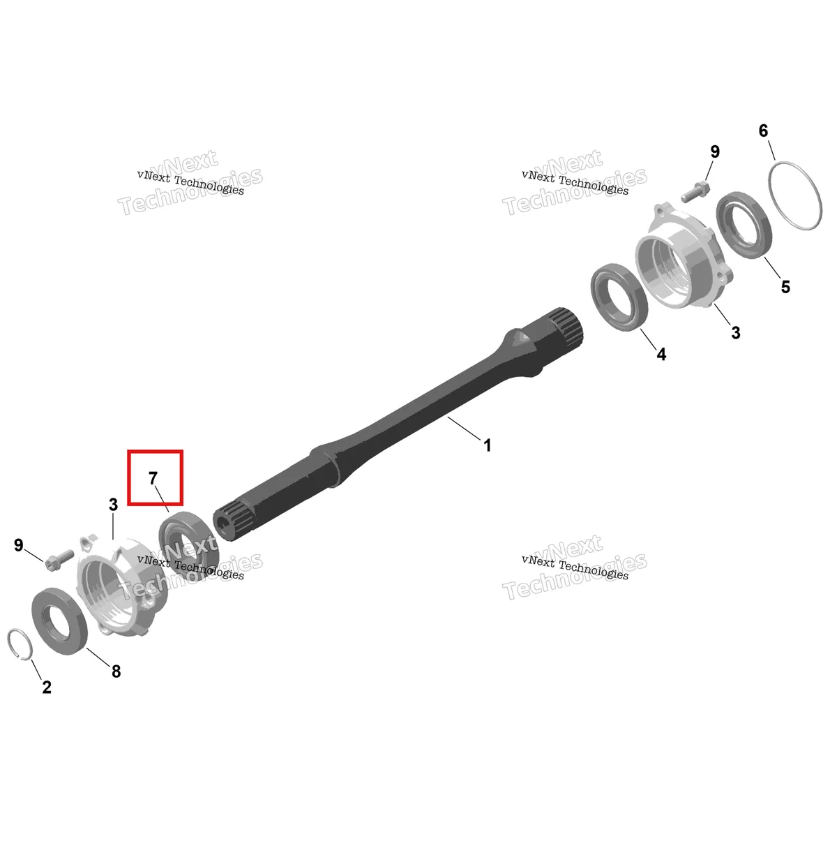 Деталь 420232342 на схеме узла 2026 Can-Am RENEGADE - 4X4 - XMR - 1000R EFI - 5UTA - Hyper Silver Rotax - Drive Shaft